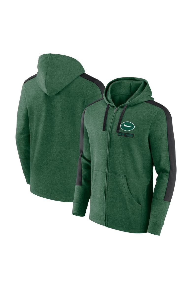 Men's Fanatics  Heather Green New York Jets Gains Full-Zip Hoodie, Main, color, Heather Green