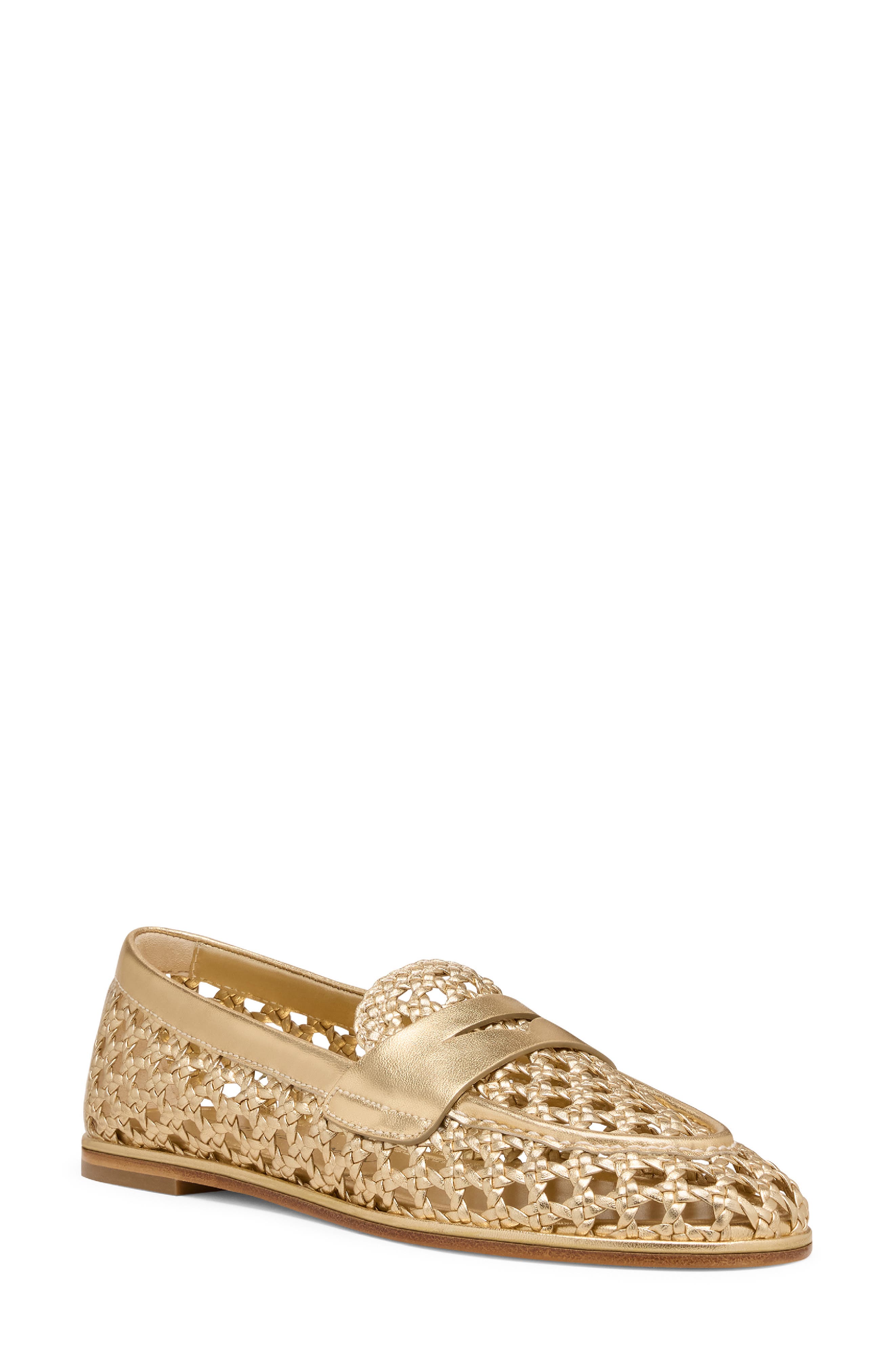 Stuart Weitzman Spencer Woven Loafer, Main, color, Golden