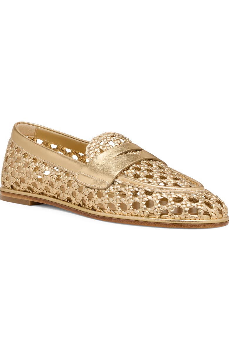 Stuart Weitzman Spencer Woven Loafer, Main, color, Golden