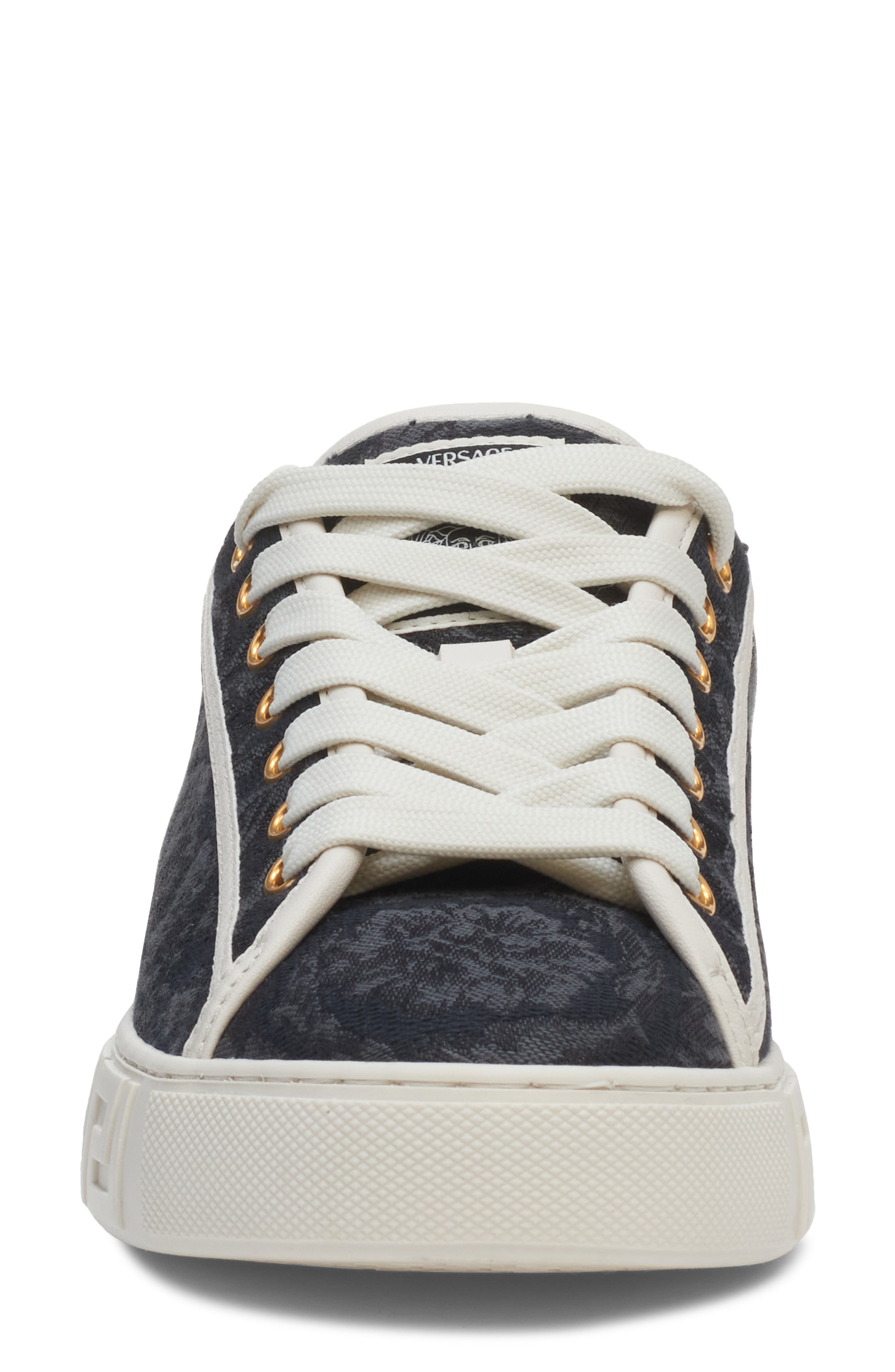 Versace Barroco Greca Jacquard Low Top Sneaker, Alternate, color, Black/ Off White