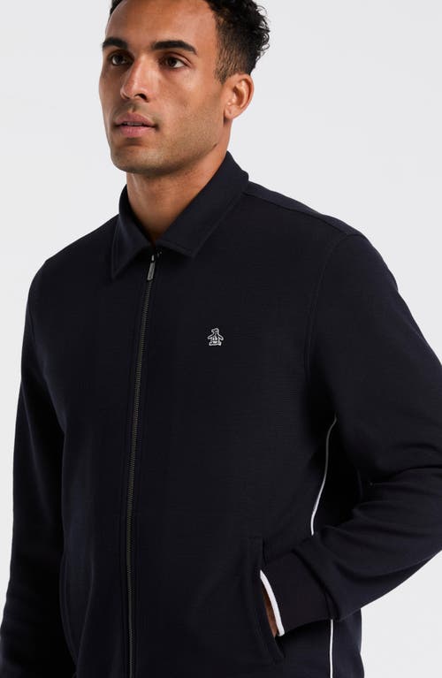 Original Penguin Novelty Piped Knit Track Top In Black