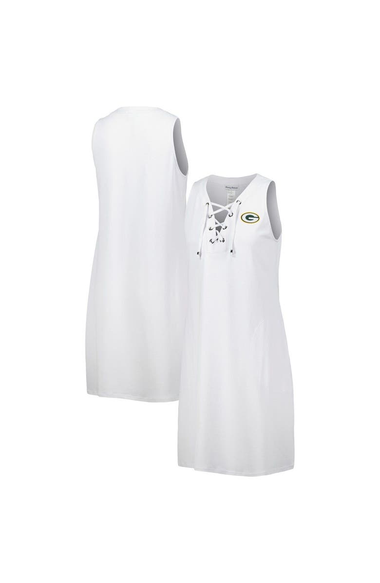 Tommy Bahama Women's Tommy Bahama White Green Bay Packers Island Cays Lace-Up Dress, Main, color,