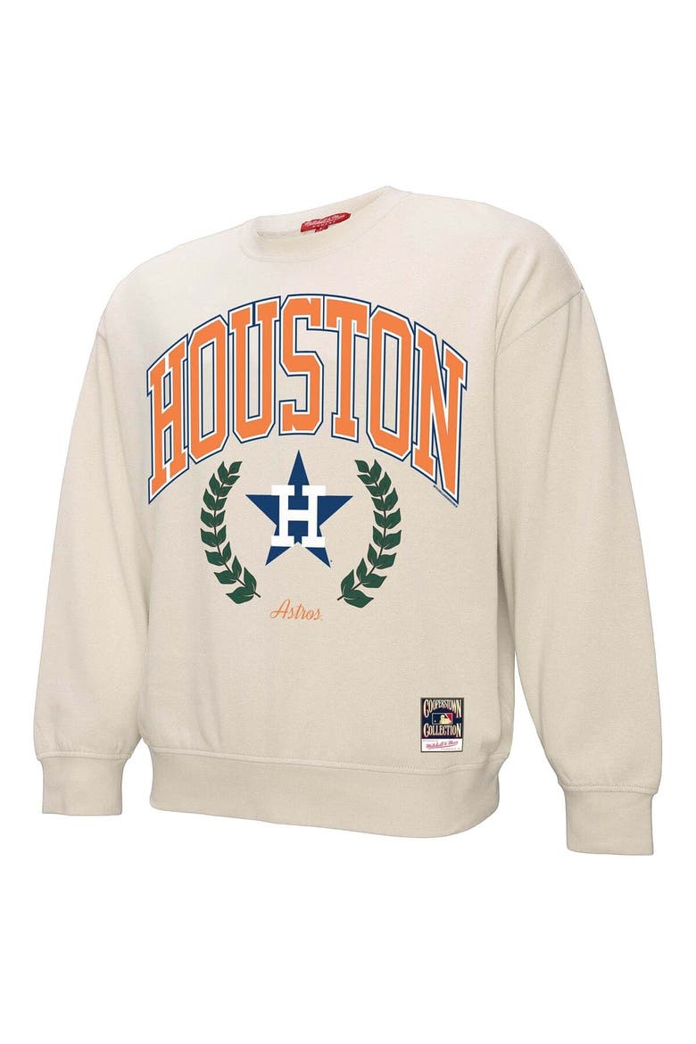 Women's Mitchell & Ness Cream Houston Astros Cooperstown Collection Laurel Crew Pullover Sweatshirt, Alternate, color, Cream