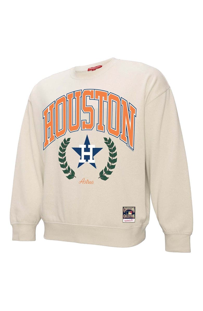 Mitchell & Ness Women's Mitchell & Ness Cream Houston Astros Cooperstown Collection Laurel Crew Pullover Sweatshirt, Alternate, color, Cream