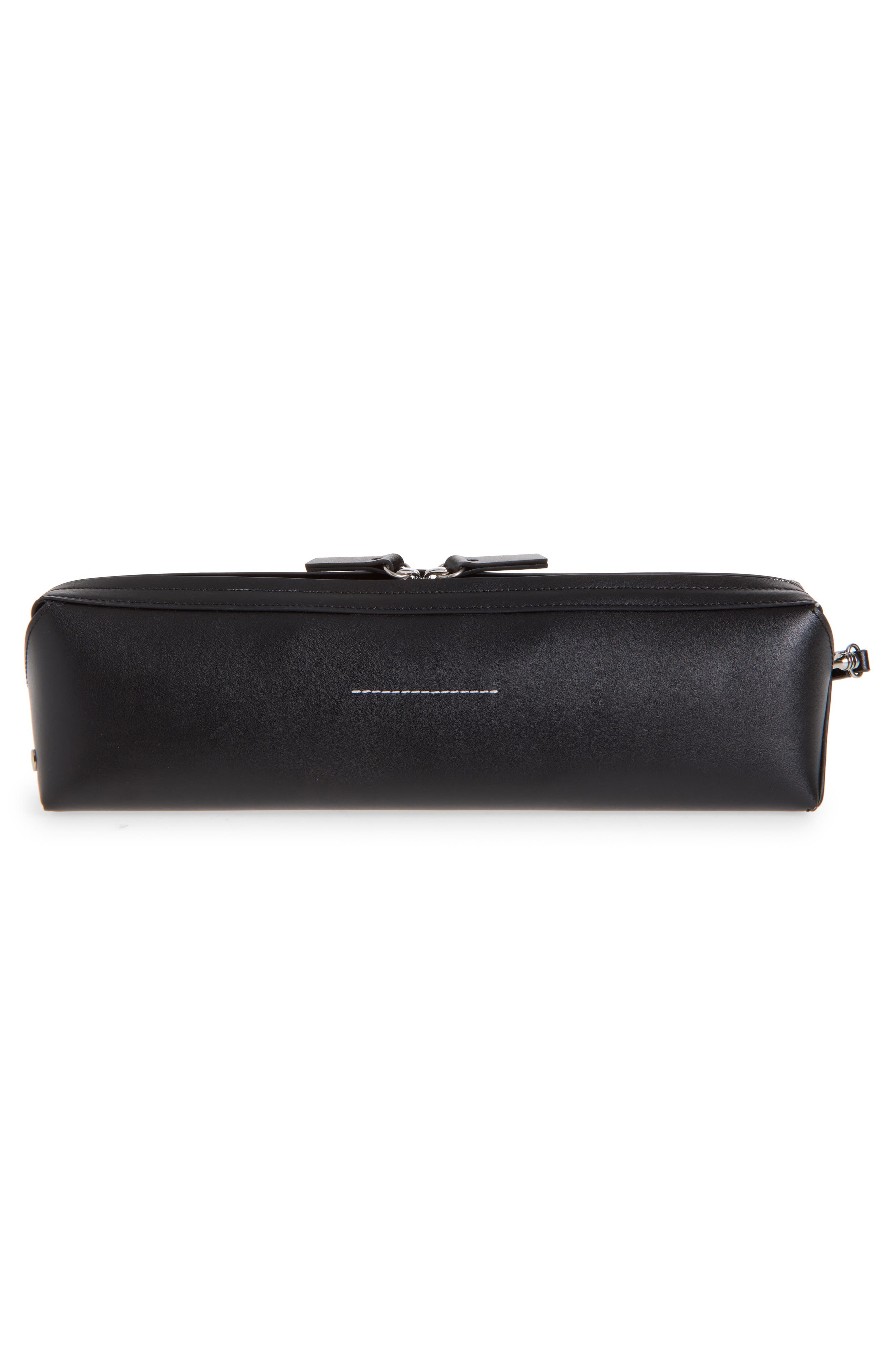 Numeric Logo Leather Clutch, Alternate, color, BLACK