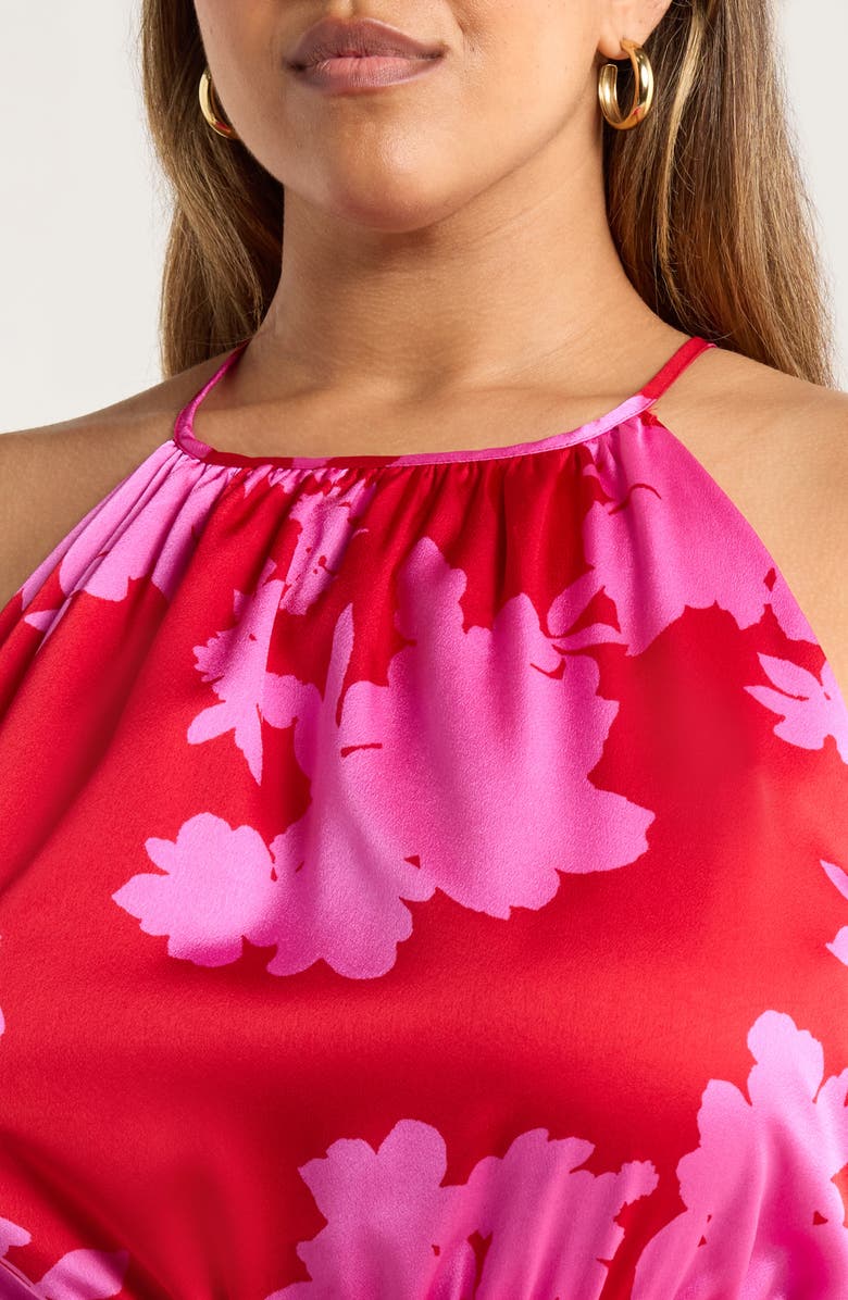 SUGARLIPS Burning Love Floral Print Jumpsuit, Alternate, color, Cherry-Pink