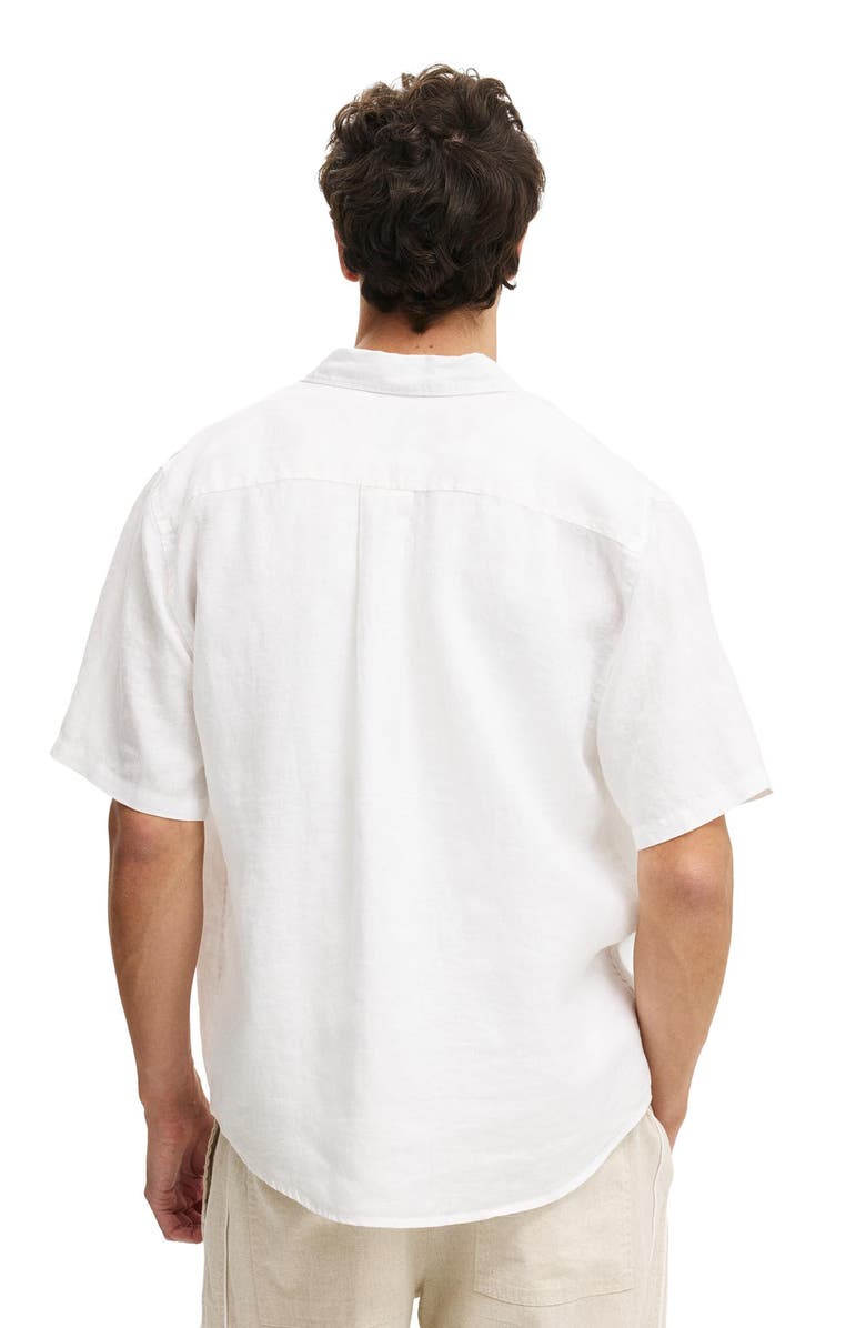 Cotton On Men's Relaxed Linen Short Sleeve Shirt, Alternate, color, White