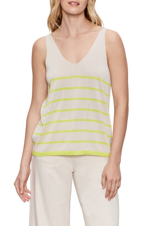 Sanctuary V-neck Knitwear Tank In Muslin Desert Lime Stripe