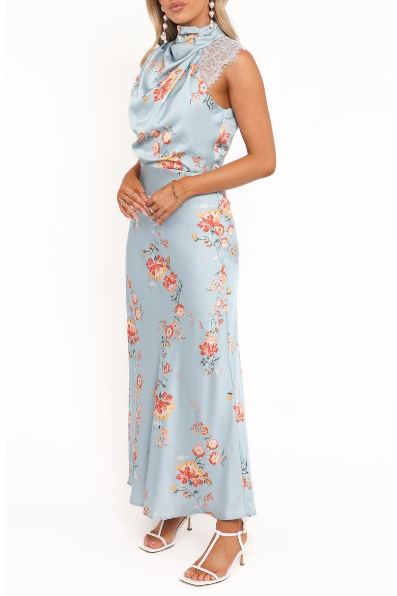 AnaBelle Floral Lace Mock Neck Maxi Dress, Alternate, color, BLUE FLORAL