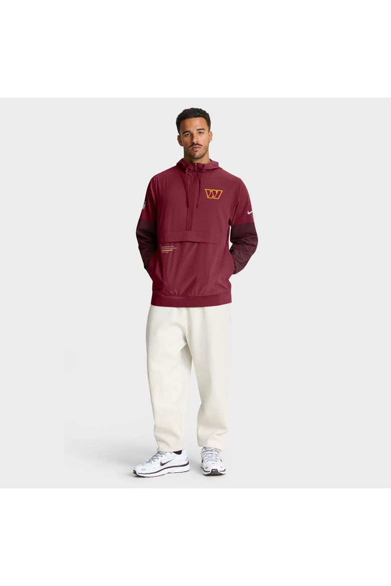 Men's Nike Burgundy Washington Commanders Sideline Anorak Half-Zip Hoodie Jacket, Alternate, color, Burgundy