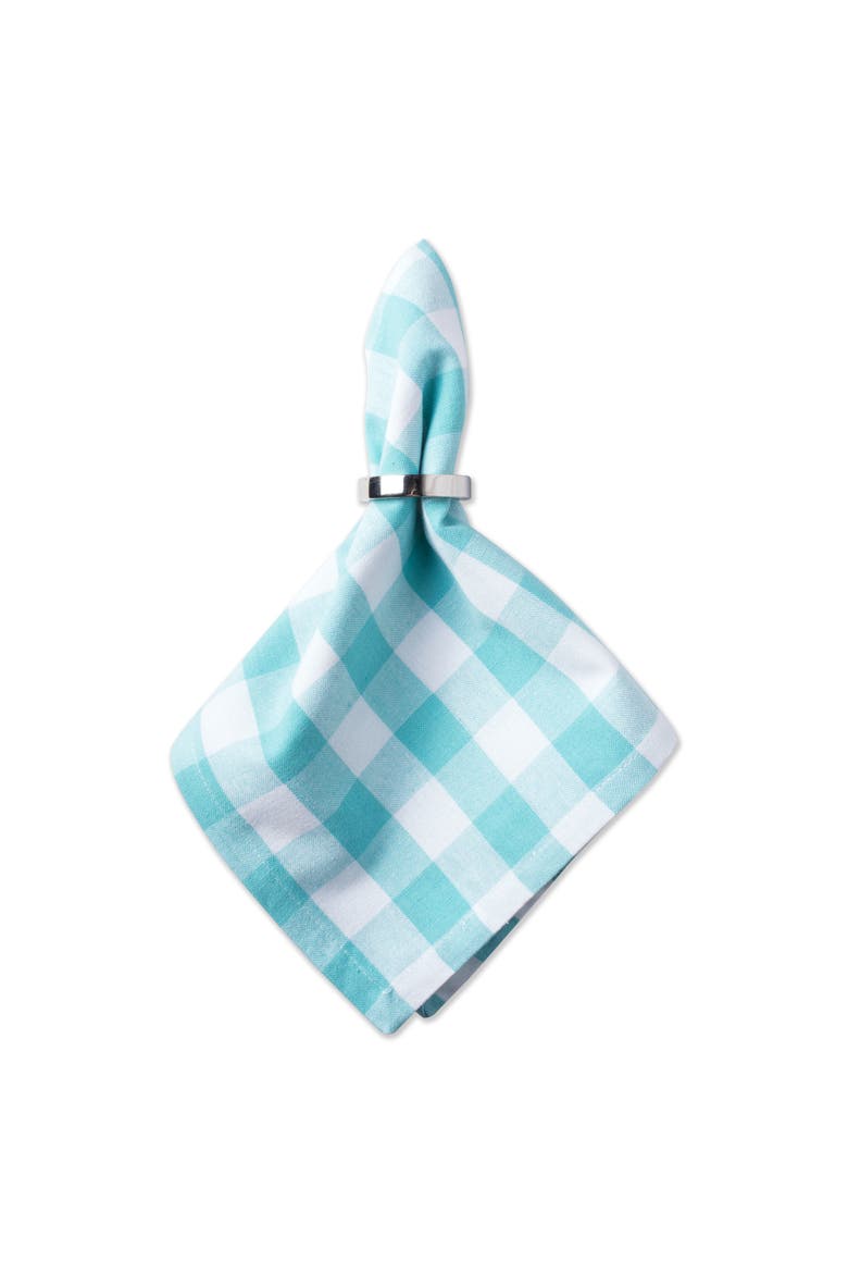 Aqua/White Checkers Napkin Set/6, Alternate, color, Aqua