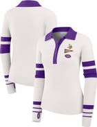 WEAR by Erin Andrews Women's WEAR by Erin Andrews White Minnesota Vikings Ribbed Henley Polo Sweater