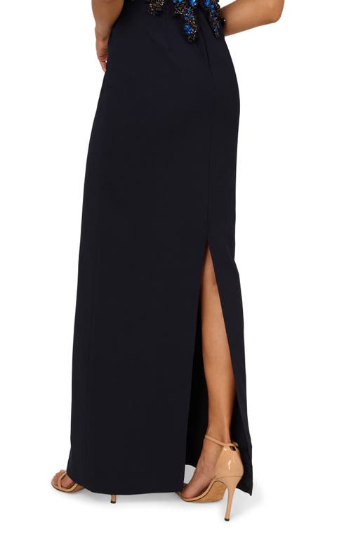 ADRIANNA PAPELL ADRIANNA PAPELL EMBELLISHED CREPE COLUMN GOWN