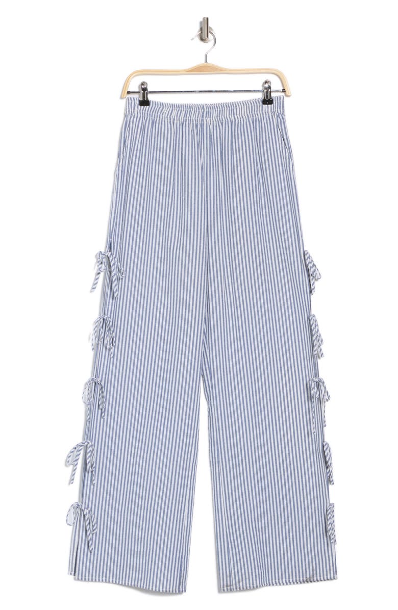 Lush Tie Detail Striped Pants, Alternate, color, Navy Stripe