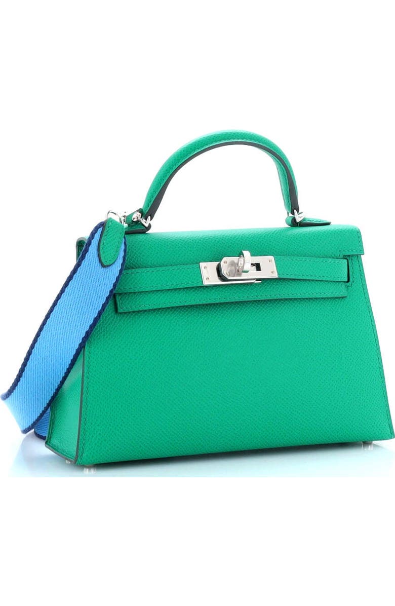 Pre-Owned Hermes Kelly Mini II Amazone Handbag Green Epsom with Palladium Hardware 20, Alternate, color,