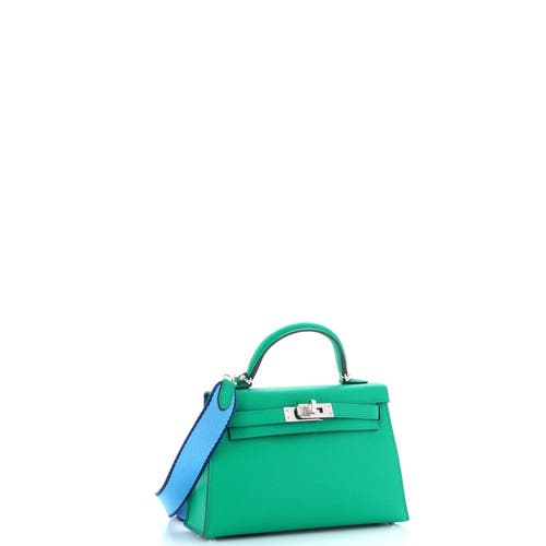 Pre-owned Hermes Hermes Kelly Mini Ii Amazone Handbag Green Epsom With Palladium Hardware 20
