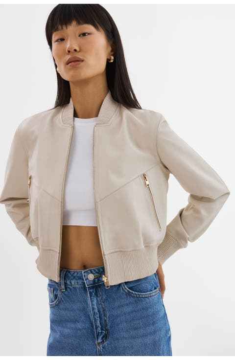 Kordella | Reversible Leather Bomber Jacket