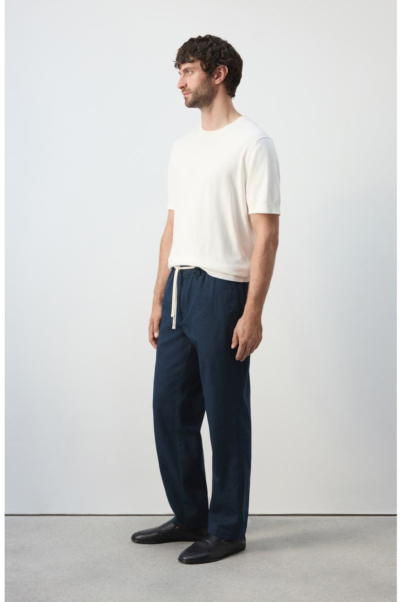 Relaxed Fit Cotton & Linen Pants, Alternate, color, NAVY