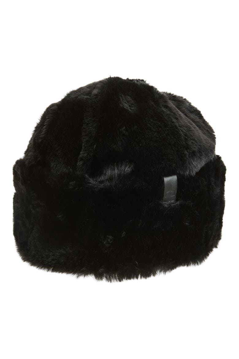 Kennedy Faux Fur Hat, Main, color, BLACK