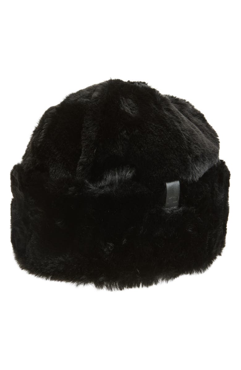 rag & bone Kennedy Faux Fur Hat, Main, color, Black