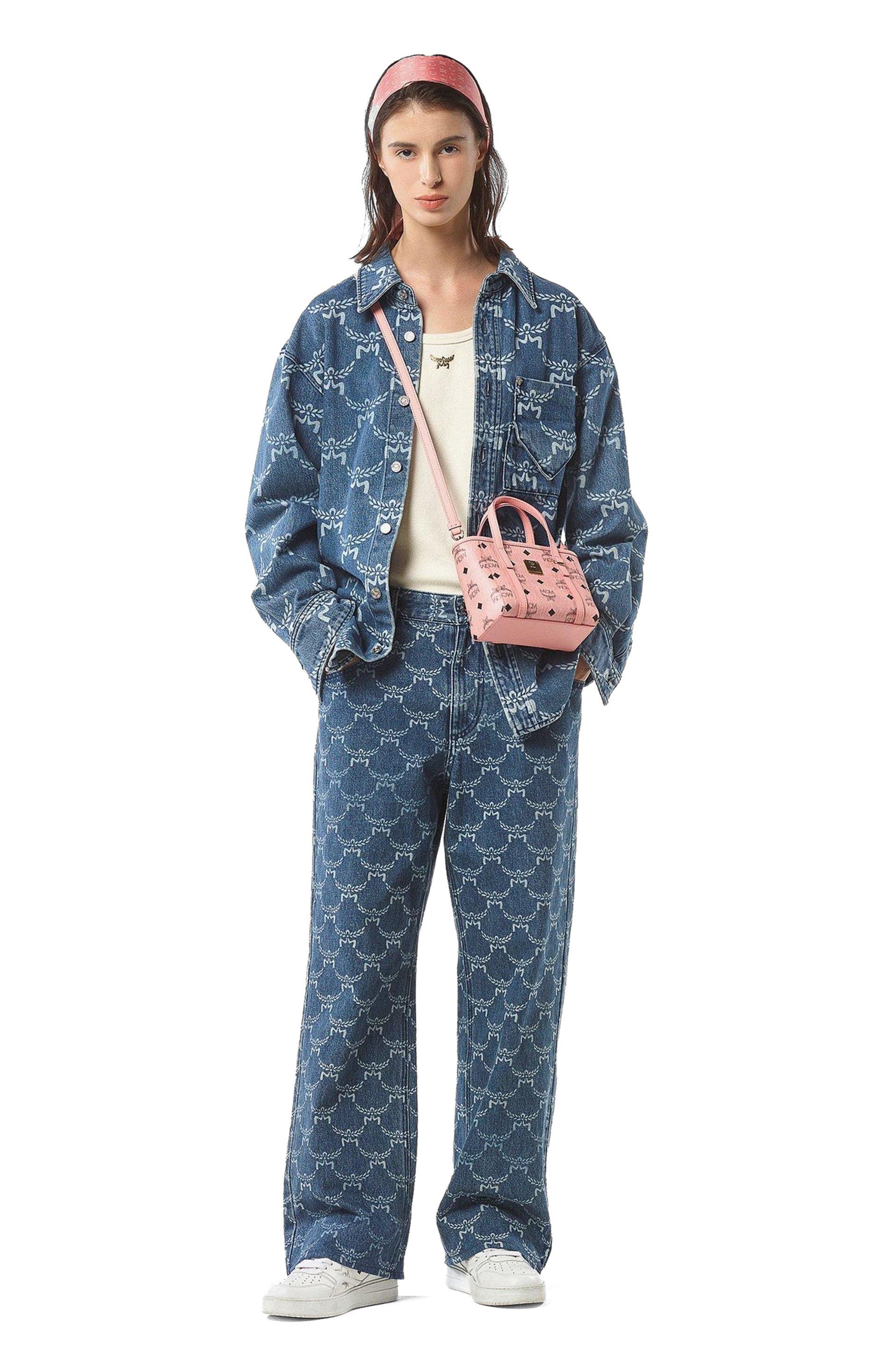 MCM X-Mini Toni Top-Zip Shopper in Visetos, Alternate, color, Pink