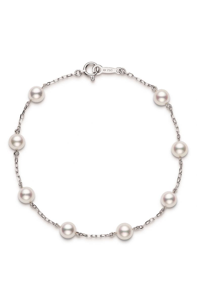 Mikimoto Akoya Cultured Pearl Station Bracelet, Main, color, 