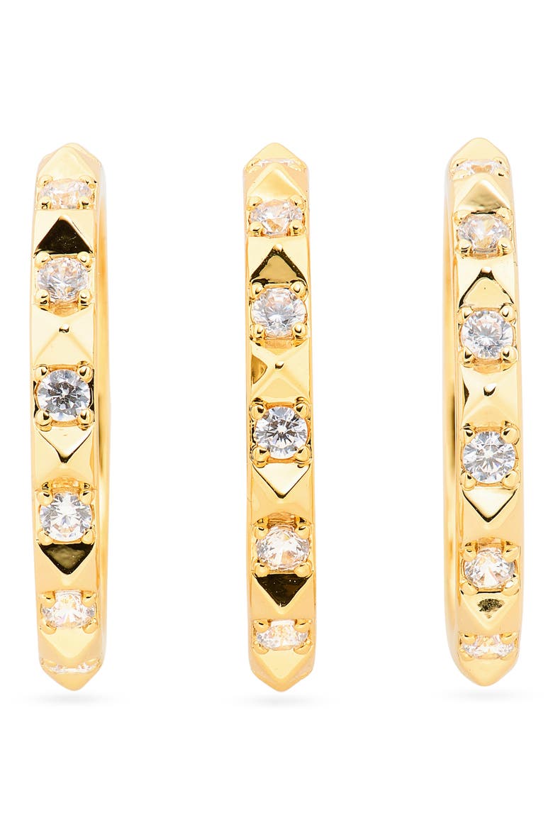 Fate Set of Three Rings, Alternate, color, GOLD/ WHITE CZ
