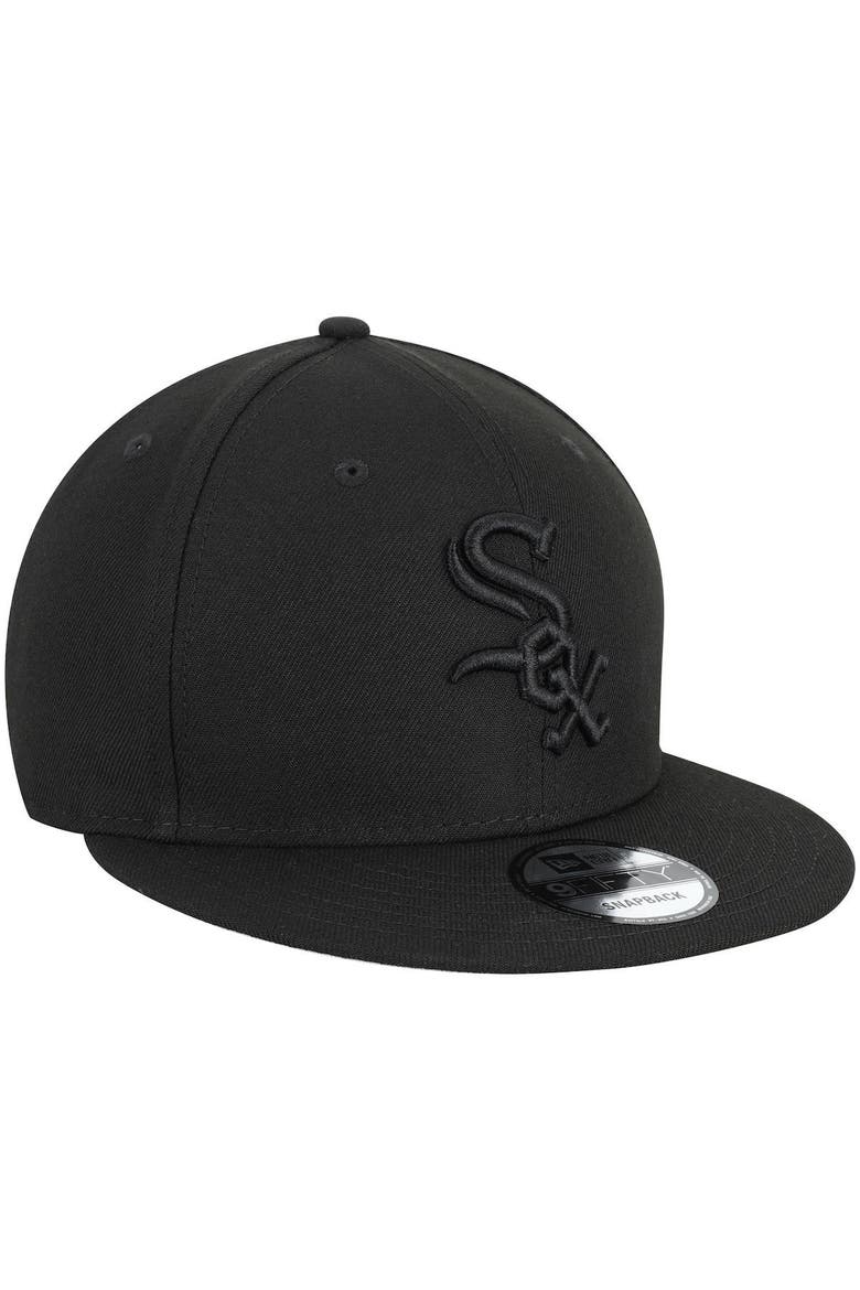 Chicago White Sox New Era Black on Black 9FIFTY Team Snapback Adjustable Hat - Black, Alternate, color, Black