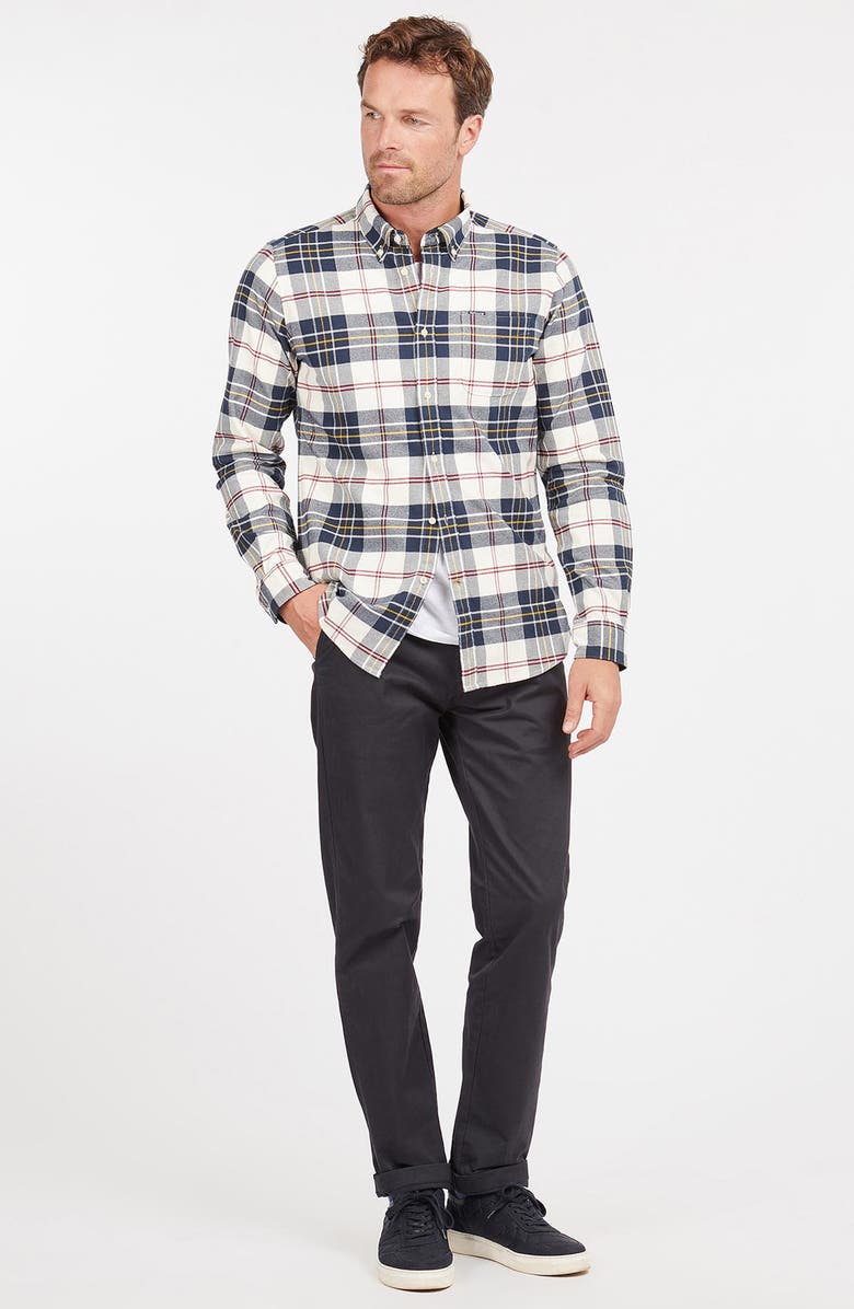 Barbour Ronan Tailored Fit Plaid Button-Down Shirt, Alternate, color, Ecru