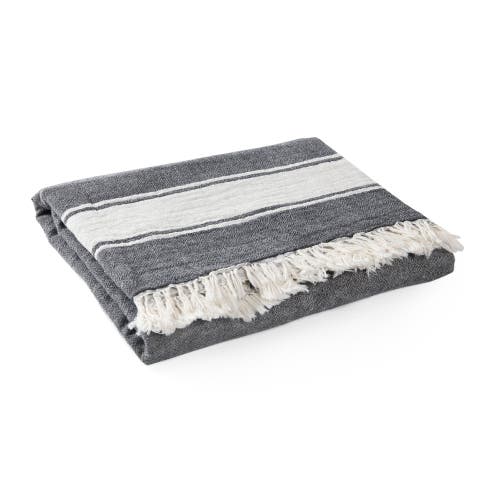 Olive And Linen Olive & Linen Summer Double Sided Throw In Black