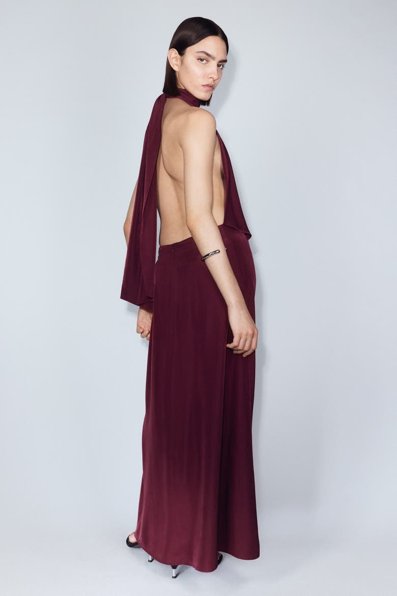 Cape-sleeved Kaftan Dress, Alternate, color, Burgundy