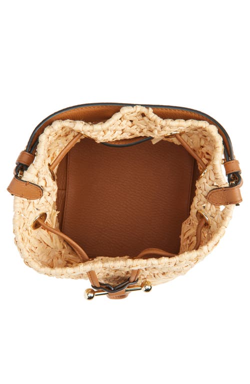 Strathberry Osette Floral Raffia & Leather Bucket Bag