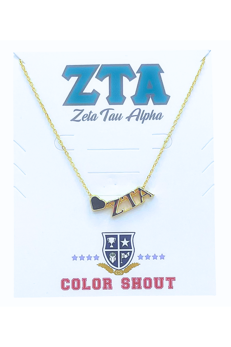 Zeta Tau Alpha Sorority Gold Heart Necklace, Main, color, Yellow Gold