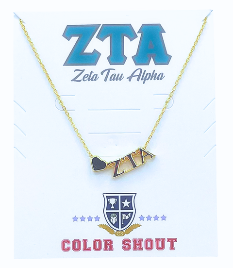 Zeta Tau Alpha Sorority Gold Heart Necklace