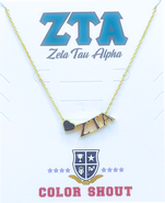 Color Shout Zeta Tau Alpha Sorority Gold Heart Necklace