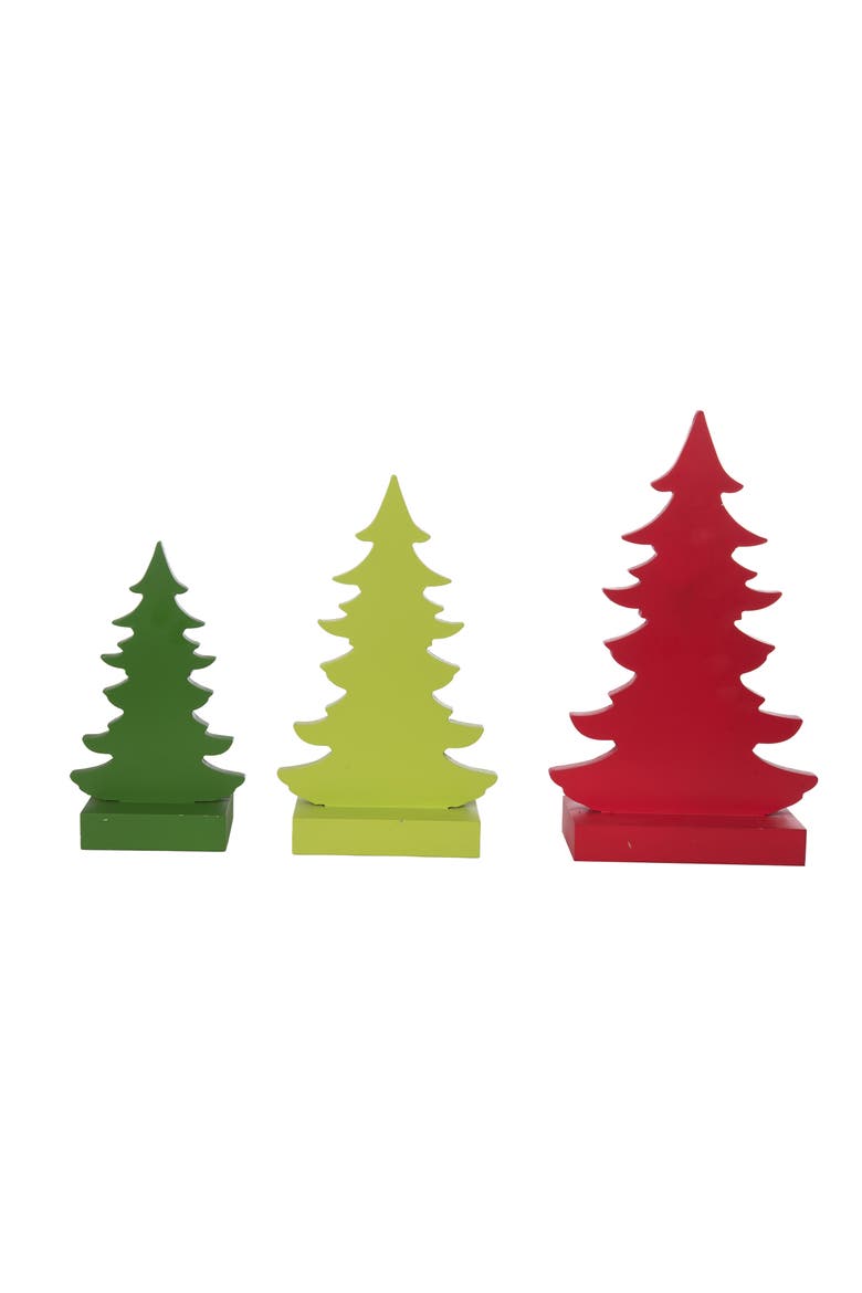 Bright Christmas Tree Table Decor Set of 3 Colorful Sculptures, Alternate, color, Green
