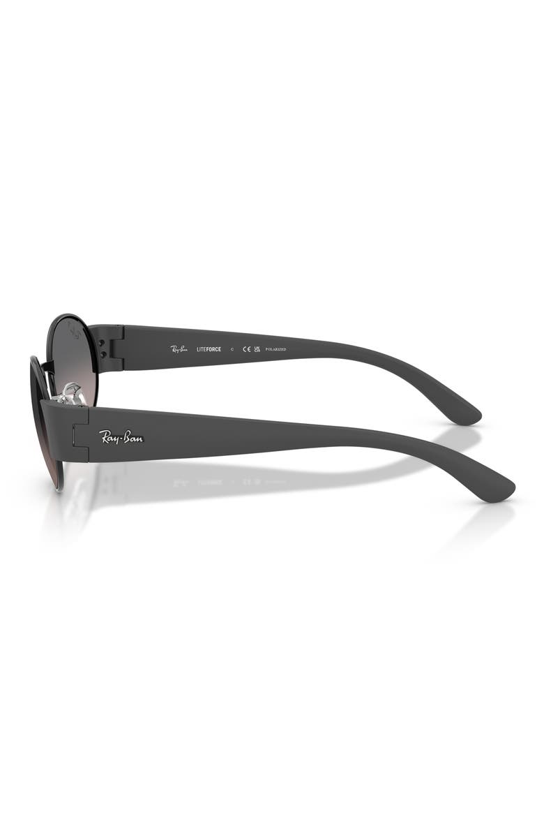 52mm Polarized Gradient Oval Sunglasses, Alternate, color, BLACK / GREY GRADIENT POLAR