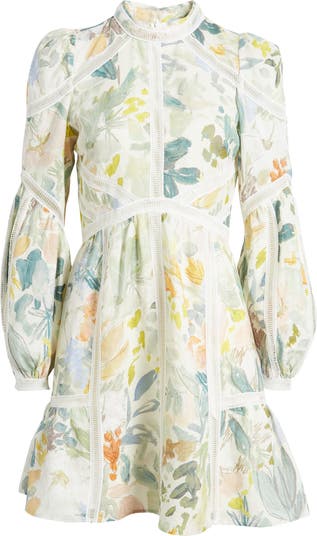 Ted Baker London Tealan Floral Print Long Sleeve Linen Dress | Nordstromrack