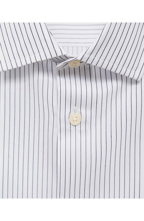 Mango Regular Fit Stripe Stretch Cotton Blend Button-up Shirt In White
