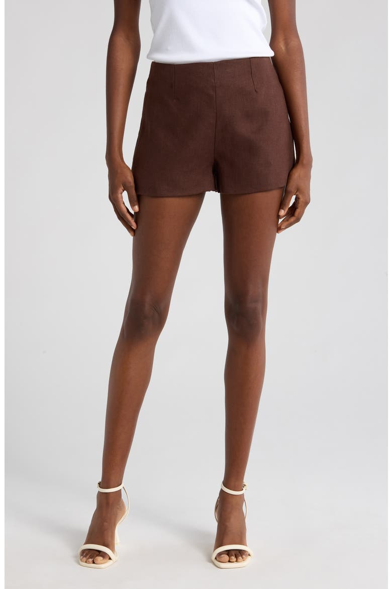 Lila Linen Shorts, Main, color, BISTRE