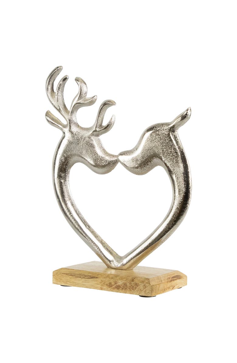 Northlight Heart Shaped Kissing Reindeer Metal Christmas Decoration - 10", Alternate, color, 