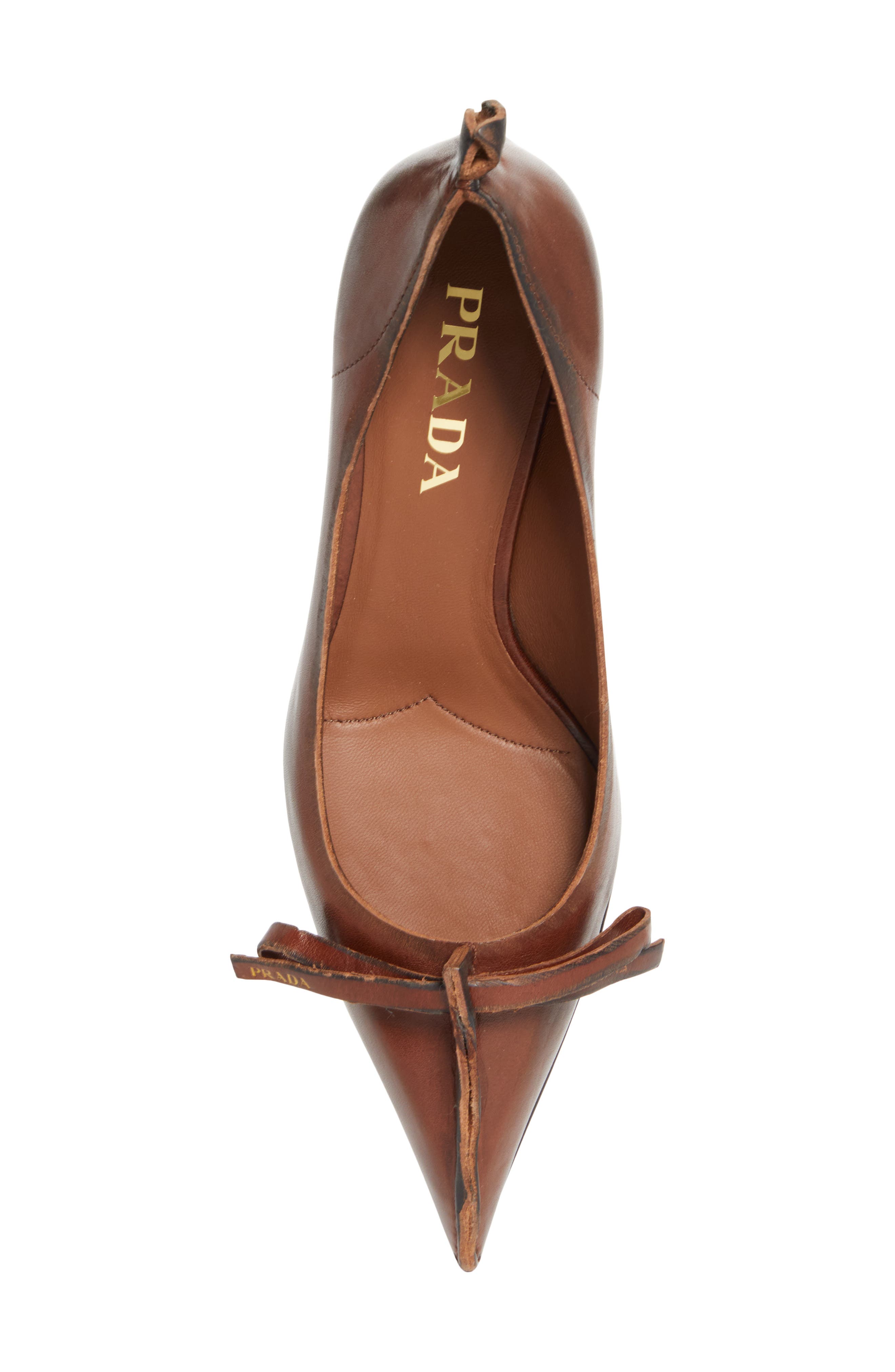 Prada Exposed Seam Kitten Heel Pump, Alternate, color, Cacao