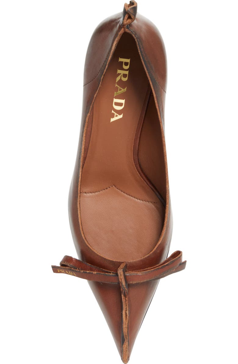 Prada Exposed Seam Kitten Heel Pump, Alternate, color, Cacao