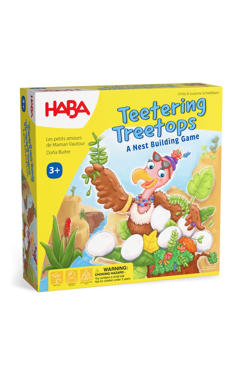 HABA Teetering Treetops Stacking Dexterity Board Game- Kids Ages 3 and up, Main, color, Multi