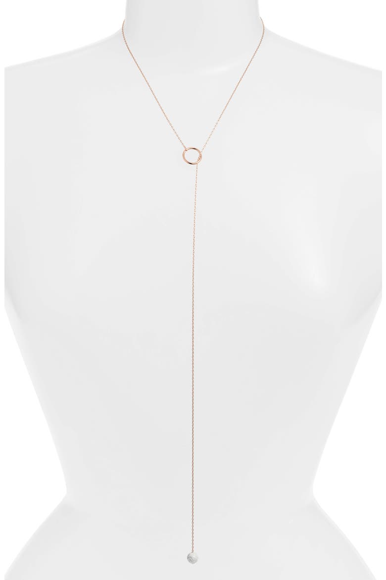 Lariat Necklace, Main, color, ROSE GOLD/ WHITE