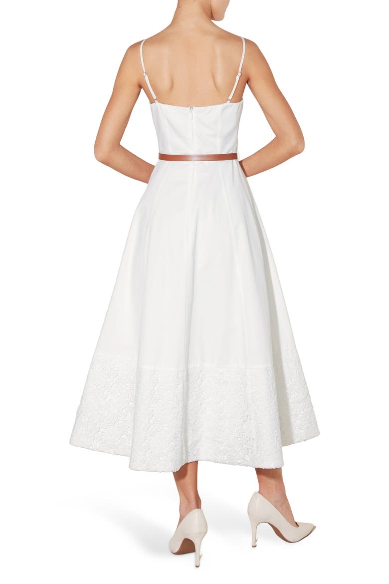 Lace Hem Cotton Midi Dress, Alternate, color, WHITE