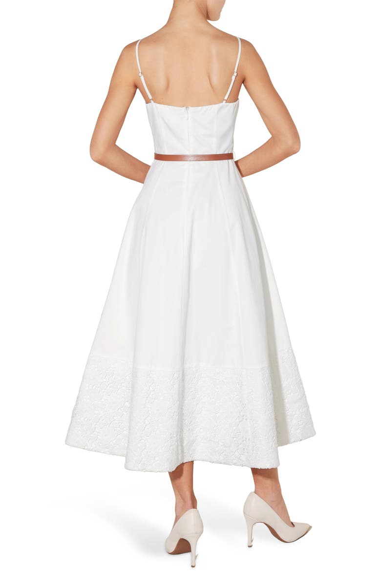 FREEMARKET Lace Hem Cotton Midi Dress, Alternate, color, White