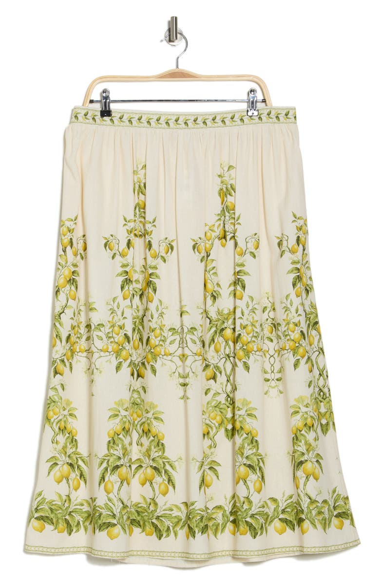 MAX STUDIO Border Print Maxi Skirt, Alternate, color, Natural Lemon Tree