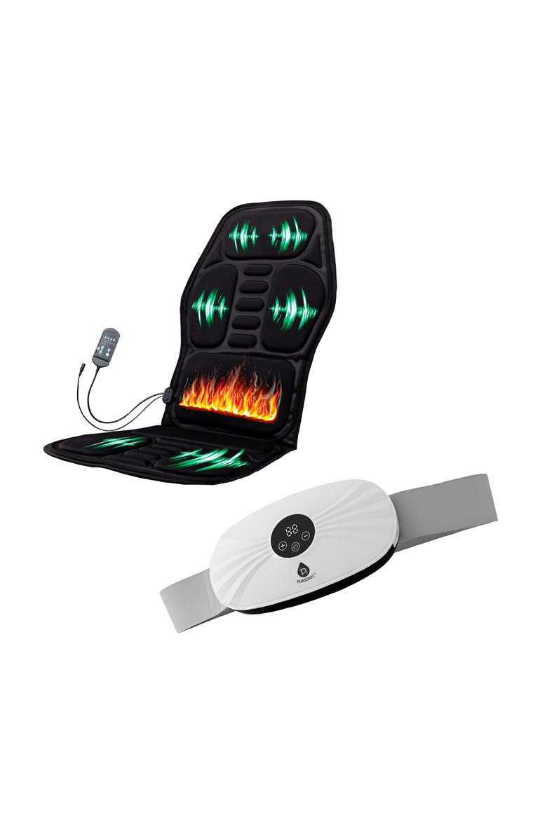 PURSONIC Stomach & Back Massager + Shiatsu Massager Chair Mat with Heat, Main, color, Multicolor