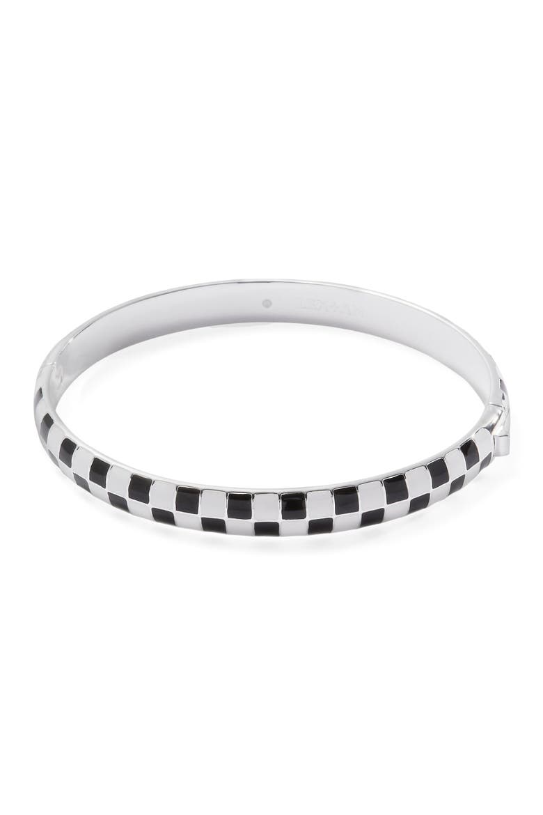 Black & White Checker Hinge Bangle, Main, color, Black